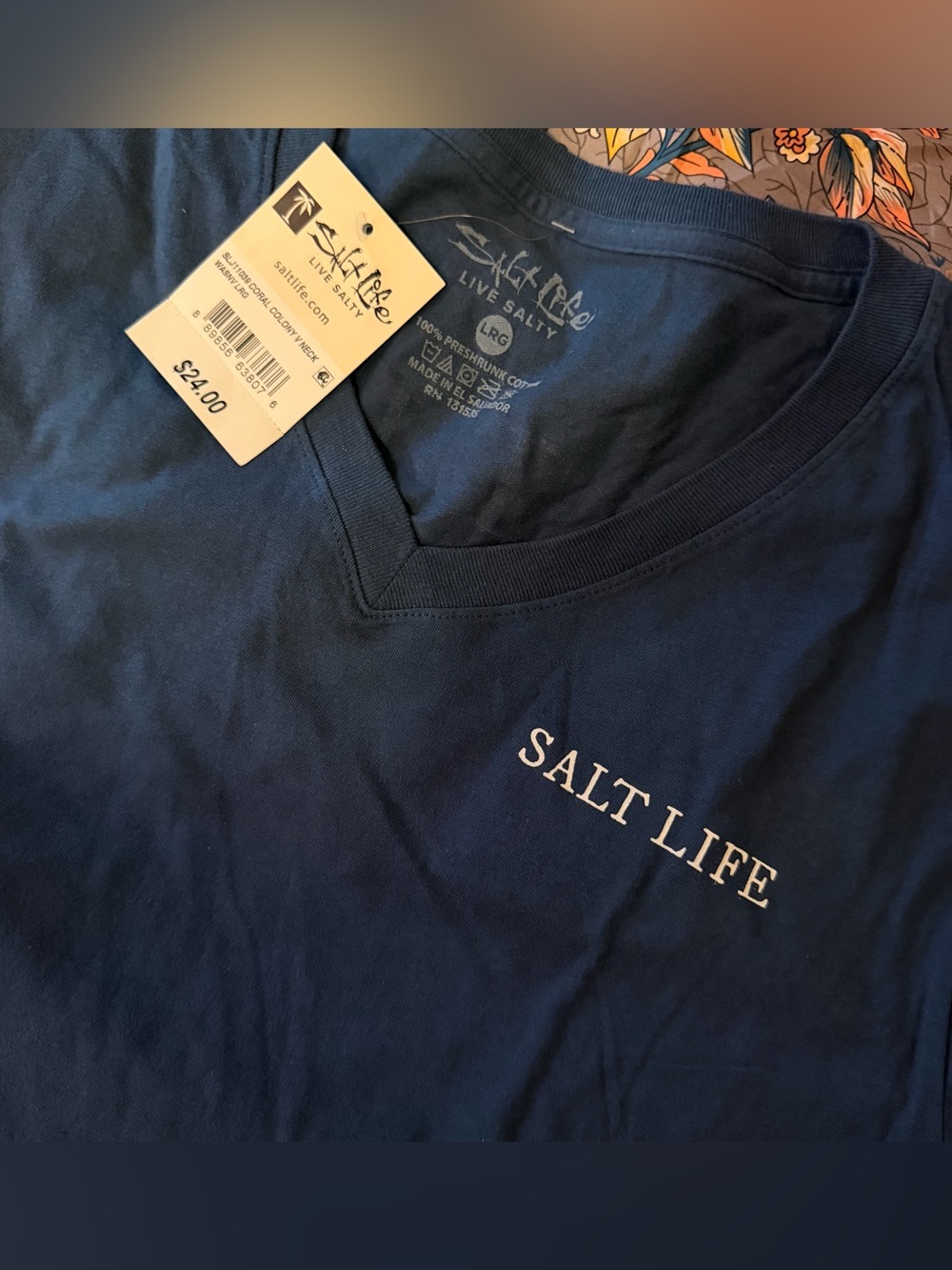 Women’s Salt Life Blue V-Neck Logo Tee - Picture 3 of 4